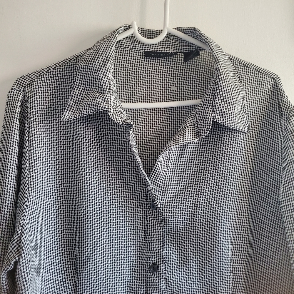 Y2K The Limited Women's Houndstooth Button Up Top Size XL Career Preppy Academia - Picture 2 of 12